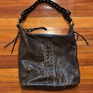 Vintage COACH H0693- 10400 XL pebbled leather hobo shoulder dark brown EUC
